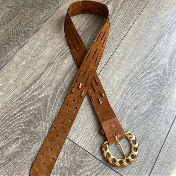 Vintage Handmade Woven Braided Perforated Leather Belt - Picture 8 of 15